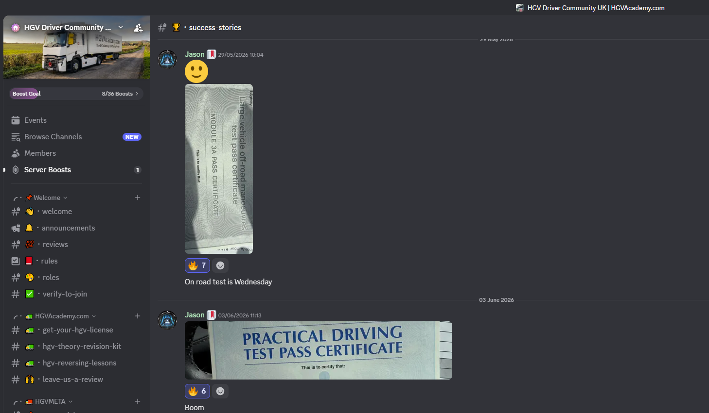 Jason 3A pass certificate - Discord success story