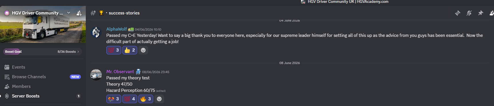 AlphaWolf passed C+E - Discord success story