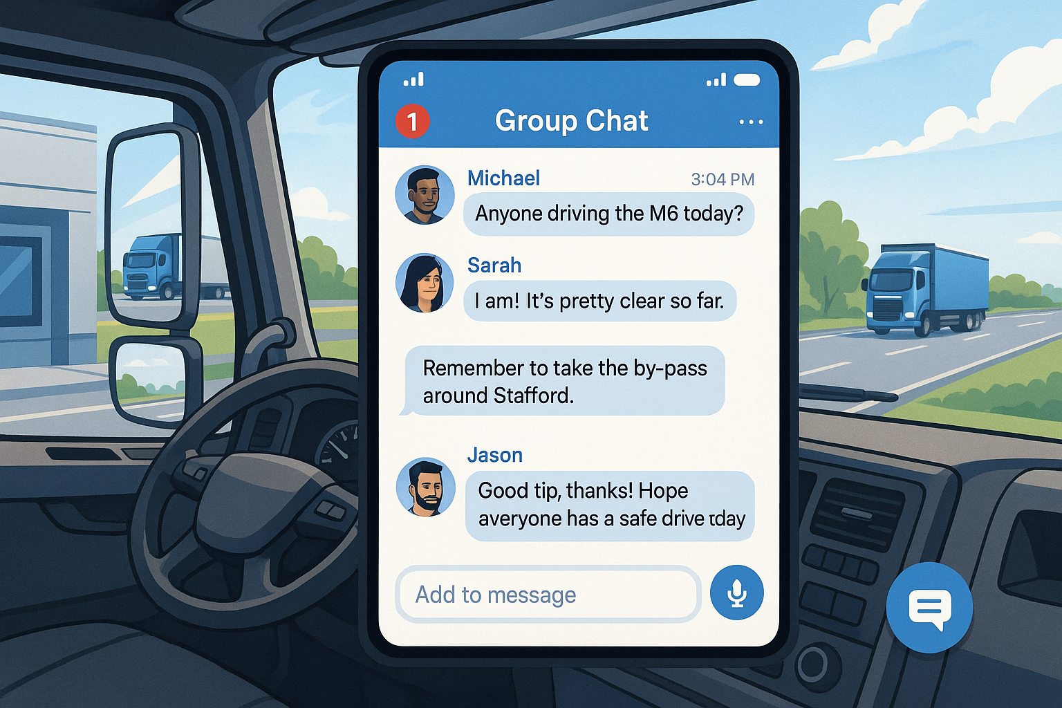 group chat for HGV drivers