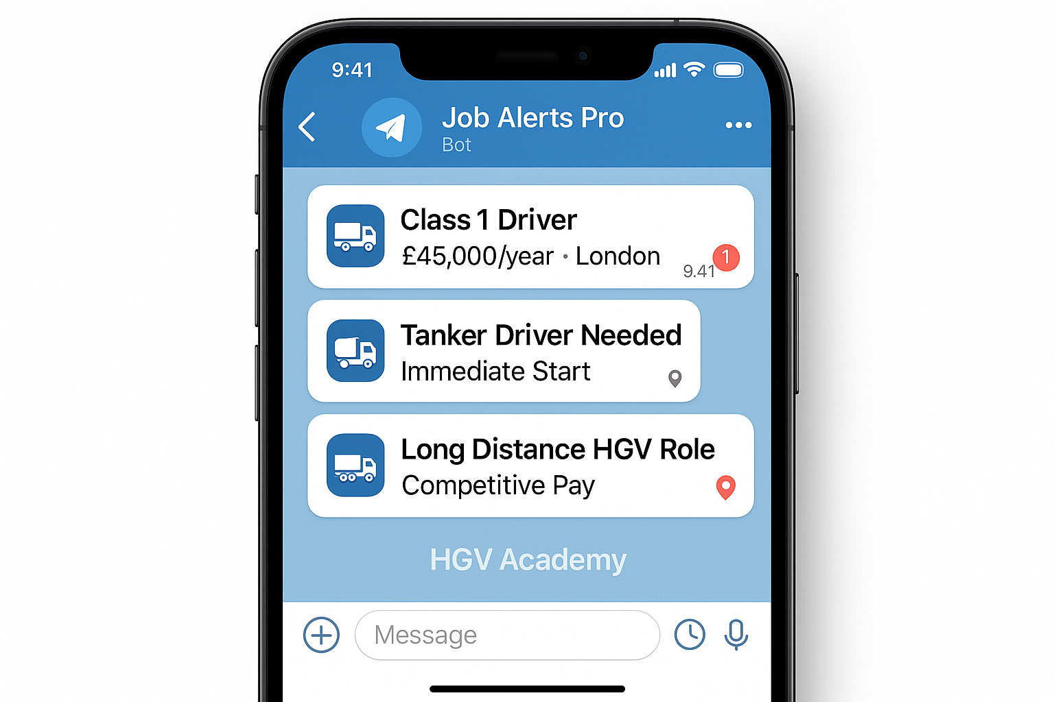 job allerts pro on telegram for HGV Drivers
